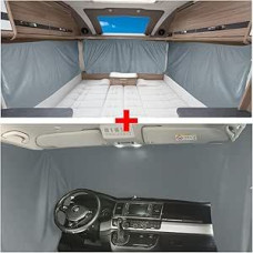 BREMER SITZBEZÜGE Užuolaidų rinkinys, suderinamas su VW T4 Transporter Caravelle Multivan nuo 1990-2003 m. Apsauga nuo saulės Camping Camper Priedai Pilnas komplektas užuolaidų užuolaidų nepermatomi priedai