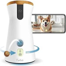 Furbo 360° Dog Camera [Basic Camera]: Pet Camera with App, Rotating 360° View, Colour Night Vision, Tracking, Treat Throw, Bell Alarm, The Favourite of Pet Owners Around the World