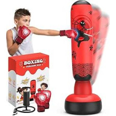 IMAYCC Upgrade Boxsack Kinder mit Boxhandschuhe und Luftpumpe,168CM Stabililes Boxset, Premium Punchsack-Spielzeug, Weihnachts- und Geburtstagsgeschenke für Jungen & Mädchen im Alter von 5-12 Jahren.