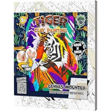 Mess-Free Tiger Clay Painting Kit, Air Dry Clay Modelling Kit, Sensory 3D Canvas Fun Arts and Crafts Kit for Kids, Pre-Rahed 40 x 30 cm with Tools & Idea Guide - Fun, Hands-On Gift for Creativity
