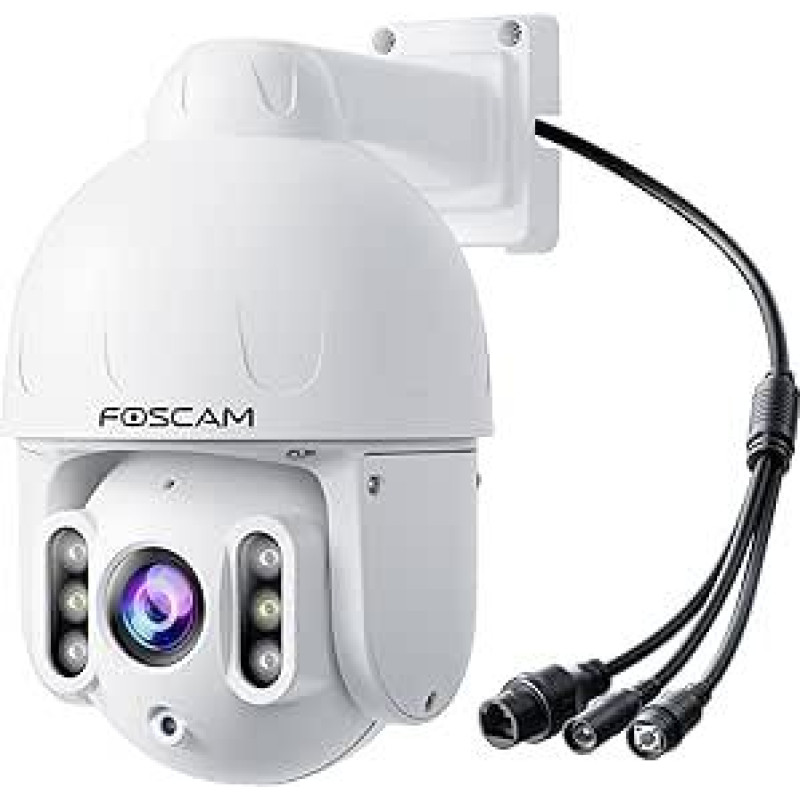FOSCAM 4K/8MP POE lauko apsaugos kamera, namų apsaugos stebėjimo kamera su automatinio sekimo funkcija, 4x optiniu priartinimu, žmogaus ir transporto priemonės aptikimo funkcija, 15 pėdų spalvoto naktinio matymo funkcija, 2