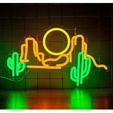 Cactusberg Neon ženklas, Dimmable Saulėlydis Neon ženklas sienos apdaila, LED Vakarų kraštovaizdžio šviesos ženklai miegamasis, baras, vaikų kambarys, vyras, urvas, žaidimų kambarys