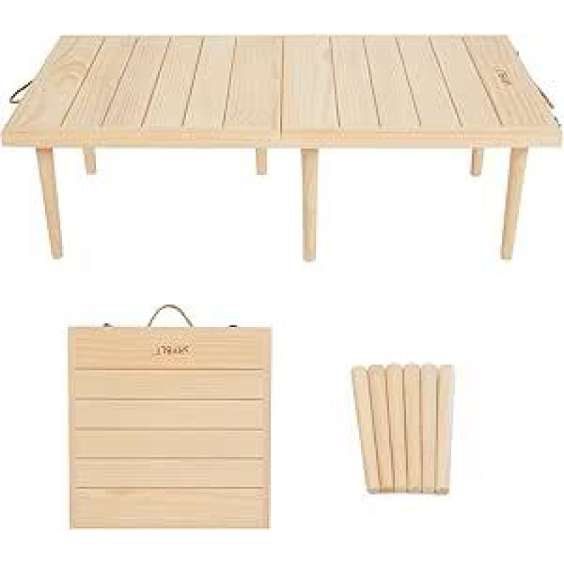 Mažas sulankstomas medinis Boho pikniko stalas, tinkamas 2 suaugusiesiems, arbatos vakarėlio stalas vaikams, sėdimos grindys lauke, paplūdimyje, vakarėliuose ir grilyje, gamtoje
