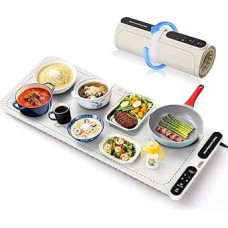 10S Fast Heating Food Heat Pad & Heat Plate, Large Electric Heat Mat with 7 Temp & 8 Timer Settings, Flexible Silicone Heating Mat (White)