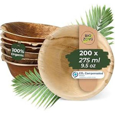 BIOZOYG Palmware - aplinkai nekenksmingi vienkartiniai indai, pagaminti iš palmių lapų, palmių lapų dubuo, apvalus salotų dubuo, dubuo, sriubos dubuo, serviravimo dubuo, užkandžių dubuo
