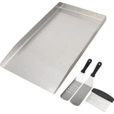 26 x 44,5 cm nerūdijančio plieno grilio plokštė, universalus grilio padėklas, ugnies statinė, plieninė pica, BBQ Plancha dujinių grilių priedai, tinka 