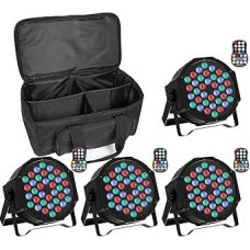 4 x įkraunamas LED Par su Par Bag, RGB 36 LED prožektorius, baterija, scenos šviesa su nuotolinio valdymo pulteliu ir garso įjungimo režimu, diskotekų šviesa DJ barui, vestuvėms, vakarėliams, festivaliams