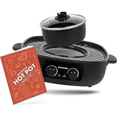 REISHUNGER Elektrinis karštas puodas su grilio funkcija - 2-4 žmonėms - 2 litrų talpos - karštas puodas su dangčiu - skirtas korėjietiškam griliui