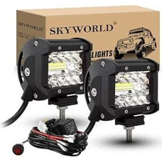 SKYWORLD LED darbo šviesos juosta 2 x 10 cm 60 W LED žibintai 12 V 24 V darbo šviesa Papildomi žibintai su rokerio jungikliu Laidų jungtys, skirtos automobiliams su bekele Traktorius Automobilis Sunkvežimis Visureigis UTV ATV