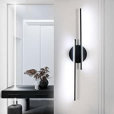 24 W modernus 24 W LED sieninis šviestuvas, vėsiai baltas, 6500 K sieninis šviestuvas, skirtas svetainei, miegamajam, prieškambariui, vonios kambariui, juodas