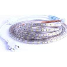 Labai ryški LED juosta 220V 5050 IP65 Vandeniui atspari šaltai balta Blanc Froid 25 m