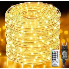 50 m ilgio šviesos vamzdis LED 500 LED, pasakų žibintai lauko šilta balta dekoratyvinė šviesa šilta balta su nuotolinio valdymo pulteliu ir laikmačiu 8 režimai ir ryškumas reguliuojamas