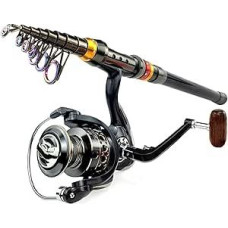 Telescopic Rod Fishing Rod Carbon Fibre Spinning Fishing Rod and 13BB Fishing Reel Combo Telescopic Fishing Pole Spinning Reel Kit