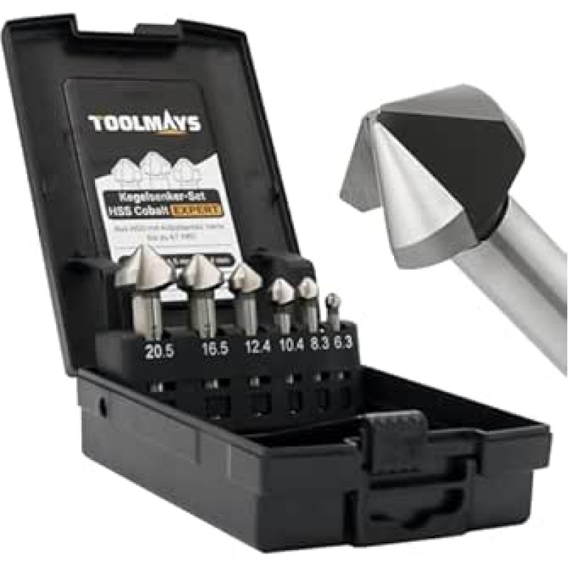 Gręžtuvų rinkinys HSS kobaltas 6 dalių 90° Gręžtuvų rinkinys 3 paviršių velenų skersmuo 6,3-20,5 mm metalui, nerūdijančiam plienui, plastikui ir medienai