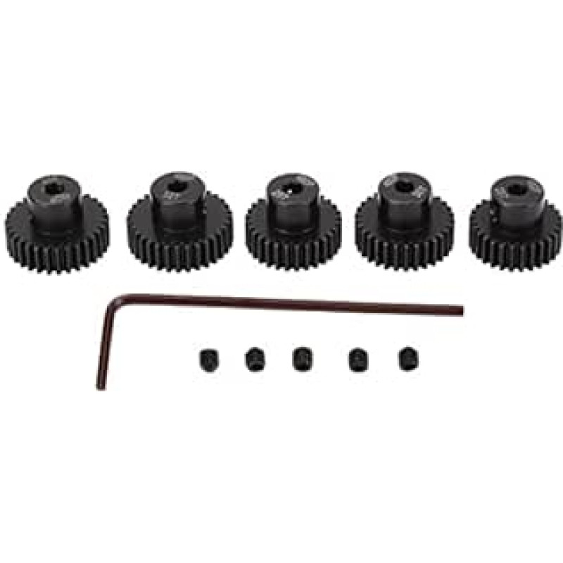 48DP Ritzelsatz Hochleistungs-Metallmotorgetriebe mit 28T 29T 30T 31T 32T Zähnen für 1/10 RC-Modellauto 3,175-mm-Wellen-Ersatzteile Chrom-Molybdän-legierter Stahl Schwarz 5PCS