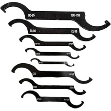 Doppelendiges, verstellbares C-Hakenschlüssel-Set für Stoßdämpfer und Graviermaschinen, 45# Kohlenstoffstahl mit rutschfestem Gummigriff, Größen 22-110 mm (8 Stück)