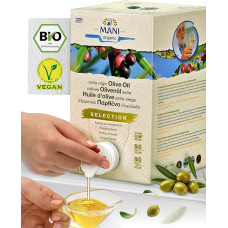 MANI Organic Extra Virgin Olive Oil 3L - Premium Greek Olive Oil Cold Extracted from Koroneiki Olives, Natural - Extra Virgin Olive Oil from Greece Mild Fruity - Vegan & Sustainable