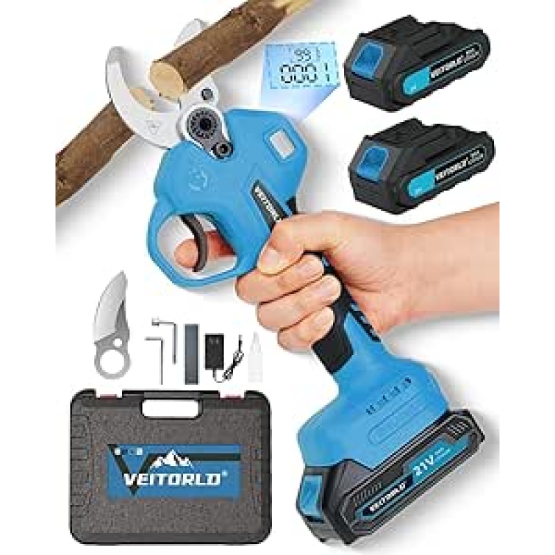 Profesionalios 1200 W akumuliatorinės žirklės Makita 18 V akumuliatoriui, 40 mm pjovimo jėga, bešepetėlinis variklis, elektrinės genėjimo žirklės su 2 x 2000 mAh akumuliatoriumi, ergonomiška rankena, dovanos vyrams Kalėdos