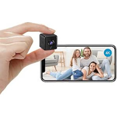 AOBOCAM Mini Camera, 4K HD WiFi Surveillance Camera Indoor for Live Transmission Mobile Phone App, WiFi Camera Night Vision Camera with Motion Sensor / Long Battery Life / Cloud Storage Space