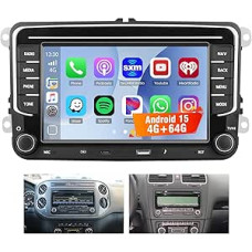 Hikity [4+64GB] Android 15 automobilinis radijas VW Golf 5 6 Passat Polo Tiguan Touran Caddy Skoda radijo stotis Belaidis CarPlay Android automobilio ekranas 7 colių automobilinis radijas Bluetooth Mirror Link navigacija GPS EQ DSP WiFi