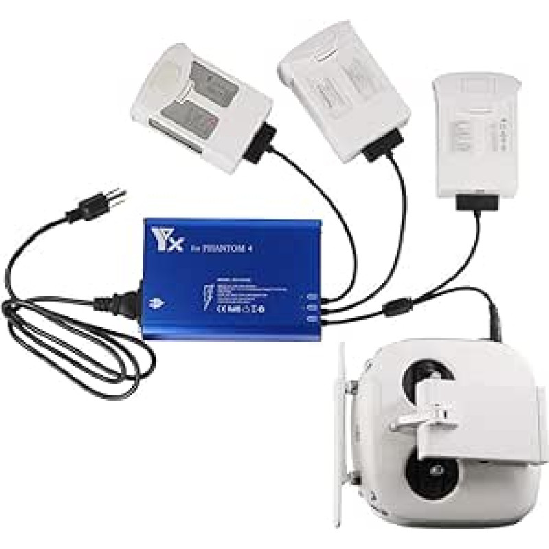 Akumuliatoriaus įkroviklis DJI Phantom 4/4 Advanced/4 Pro V2.0/4 Pro dronui, įkrauna 3 akumuliatorius ir nuotolinio valdymo pultus, lygiagrečios akumuliatoriaus įkrovimo stoties koncentratoriaus priedai