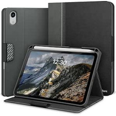 KingBlanc iPad mini 7 Case (A17 Pro), iPad mini 7th/6th Generation (2024/2021 8.3 inch) with Pencil Holder, PU Leather Smart Cover with Stand Function, Magnetic Closure, Black