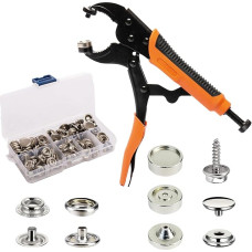 INNOVIO Press Stud Set with Pliers, Adjustable Press Stud Pliers, 40 Sets 15 mm Press Studs for Boat Covers, Canvas Repair, Sewing and Metal Clasp Replacement