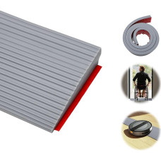 200 x 8 x 2 cm, Threshold Ramp, Door Threshold Ramps, PVC Wheelchair Ramp, Non-Slip Surface, Rubber Ramp, Threshold Ramp for Wheelchair, Pram, Rollator or e Scooter (Grey, 1)
