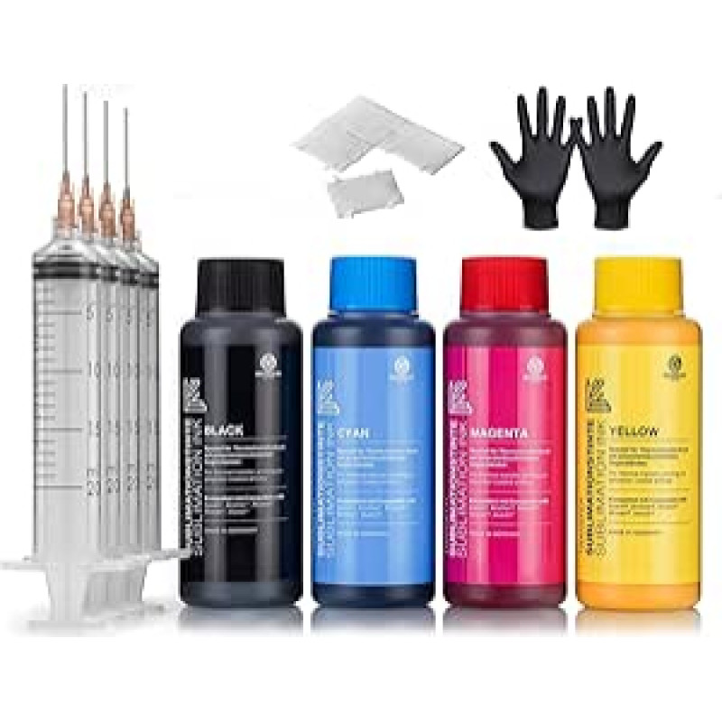 4 x 100 ml sublimacinis rašalas, skirtas tekstilės spaudai, transferiniam spausdinimui, sublimacinis rašalas, suderinamas su 