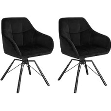 WOLTU Set of 2 Swivel Dining Room Chairs for Dining Room Living Room Comfortable Kitchen Chairs Padded with Armrests Backrest with Velvet Cover Black