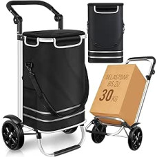 Dimono Shopping Trolley Folding 3-in-1 Trolley for Shopping; 56 Litres Including Cooling Compartment; Transport Trolley Shopping Trolley Shopping Bag (Black)
