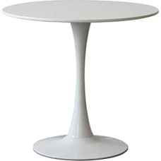 Apvalus baltas 15 mm storio skydas, nėrinių modernus tulpės dizaino valgomojo stalas, mažas vidutinis virtuvės valgomojo kambario baldai (dydis: 80 cm)