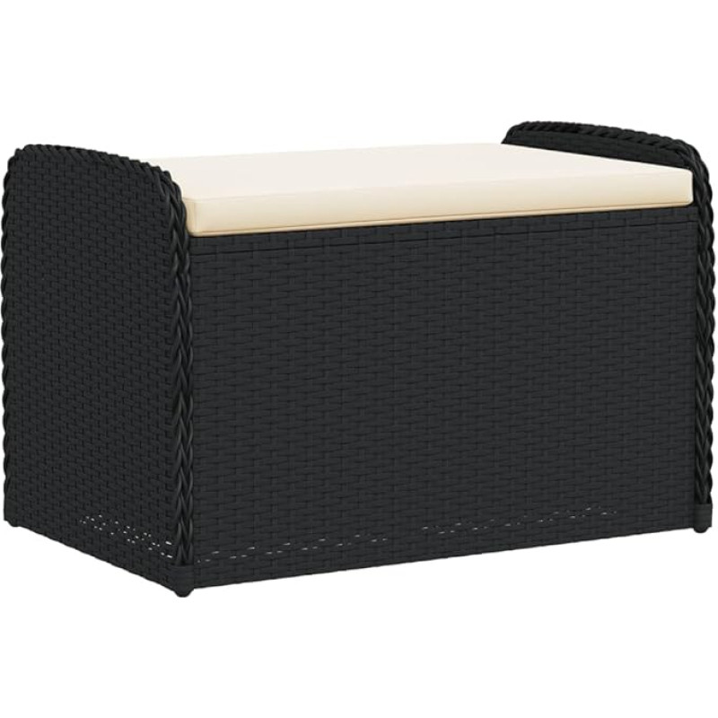 Tomostar Aufbewahrungsbox für den Außenbereich, Bank, Aufbewahrungsbox mit Kissen, Schwarz, 80 x 51 x 52 cm, Polyratten
