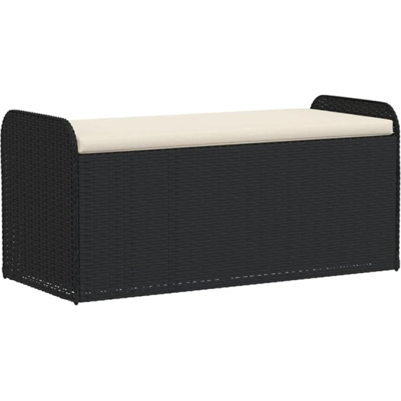 Tomostar Aufbewahrungsbox für den Außenbereich, Bank, Aufbewahrungsbox mit Kissen, Schwarz, 115 x 51 x 52 cm, Polyratten