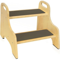 OUUTMEE Vaikų medinė 2 lygių nešiojamoji rankena Vaikų medinė taburetė, tinkanti prie kriauklių vonios kambariuose, tualetuose, virtuvėse ir miegamuosiuose