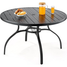 VEVOR terasos stalas Sodo stalas Balkono stalas (1200 x 725 mm) Anglinio plieno apvalus valgomojo stalas lauko kiemui, terasai, sodo verandai, atsparus vandeniui su 38 mm skyle skėčiui 68 kg keliamoji galia Juoda