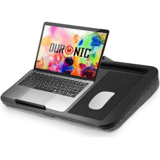Duronic DML422 Nešiojamojo kompiuterio stovas, ergonomiškas nešiojamojo kompiuterio stalas su pagalvėle, nešiojamojo kompiuterio laikiklis su putplasčio pagalvėle, didelė platforma su integruota rankena, idealiai tinka lovai, sofai, automobiliui