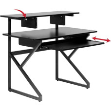 Gator Frameworks Content Creator Series Studio Desk Workstation with (3U) Rack Shelf and Sliding Keyboard Tray, Black (GFW Main)