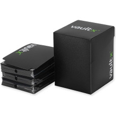Vault X ® Didelė kaladžių dėžutė ir 150 juodų kortų dėklų - didelis dydis, skirtas 100+ kortų su dėklais - TCG kortų laikiklis be PVC (standartinis)