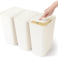 JOTOM 3 mini vonios kambario šiukšliadėžių rinkinys su iššokančiu dangčiu, 10 l moderni šiukšliadėžė, šiukšliadėžė, šiukšlių dėžė, tinkanti svetainei, miegamajam, virtuvei, tualetui, biurui (smėlio spalvos)