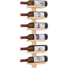 Bar Amigos 6 Bottle Wine Rack Wall Mounted Vertical Wine Holder Solid Pine Wood 75×19×11.5cm Rustic Space Saving Wine Storage for Kitchen, Dining Room or Home Bar