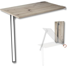 KDR sieninis sulankstomas stalas, 80 x 50 cm, ąžuolinis - sulankstomas stalas su chromuota koja, skirtas tvirtinti prie sienos, kaip valgomojo stalas, rašomasis stalas arba virtuvės stalas, aukštis 74 cm