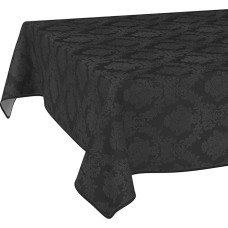 Audinys Staltiesė, tekstilės staltiesė, medvilnė, poliesteris, skalbiamas, paprastas dekoratyvinis damastinis žakardinis audinys, skalbiamas, baroko juodos spalvos, 100 x 140 cm, su pakraščiais