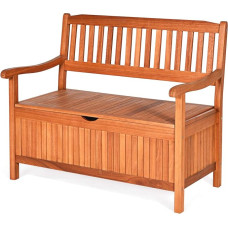 GIANTEX Wooden Garden Bench with Storage Space, Chest Bench with Storage Box, 2-Seater Bench Solid Wood, Maximum Load 360 kg, Patio Bench, Outdoor, Garden Wooden Bench with Arm and Backrest, 107 x 59