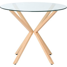 Altura Dining Table Transparent Transparent Glass / Light Wood Colour Diameter 90 cm