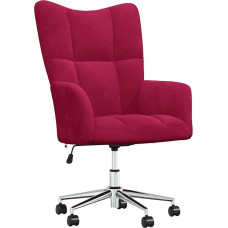 vidaXL Kėdė su ratukais Pasukama reguliuojamo aukščio TV kėdė Minkšta kėdė Atsipalaidavimo kėdė Sparnuotoji kėdė Gyvenamasis kambarys Vyno raudonas aksomas