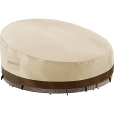 platus šypsena Patio dienos lovos dangtelis Apvalus vandeniui atsparus rotango sodo baldų dangtelis Kvėpuojantis Oksfordo audinys Lauko dienos lovos sofos apsauginis dangtelis 228x216x40/83cm smėlio spalvos