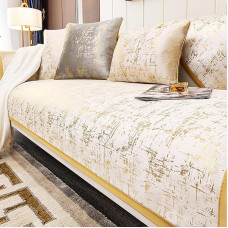 KCCRHIN Sofos užvalkalas Kampinė L formos sofos užvalkalas 2 3 4 vietų modernaus stiliaus sofos užvalkalas Auksinės tekstūros sofos apsauga Neslystantis sofos/lovos užvalkalas Sofos užvalkalas, smėlio spalvos, 90 x 210 cm / 35,4