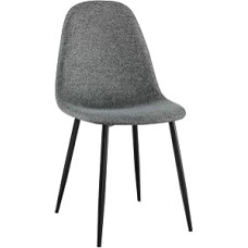CLP Napier Dining Room Chair Padded Kitchen Chair with Backrest and Black Metal Frame Upholstered Chair Dining Room Maximum Load 150 kg Colour: Grey Material: Fabric