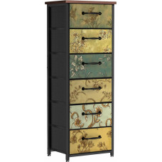 LNZHAO Hohe Kommode mit 6 Schubladen für Schlafzimmer - Stoff-Aufbewahrungsschublade mit Holzplatte, Kommode für Schlafzimmer, Flur, Wohnzimmer - Schrank mit Blumendruck